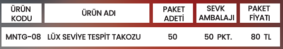 LÜX SEVİYE TESPİT TAKOZU MNTG-08 Detay