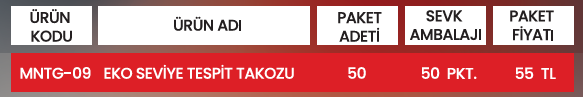 EKO SEVİYE TESPİT TAKOZU MNTG-09 Detay