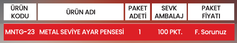 METAL SEVİYE AYAR PENSESİ MNTG-23 Detay