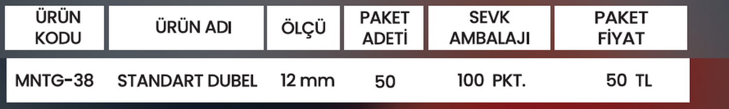 STANDART DUBEL MNTG-38 Detay