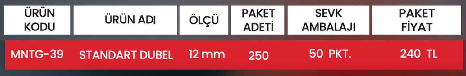 STANDART DUBEL MNTG-39 Detay