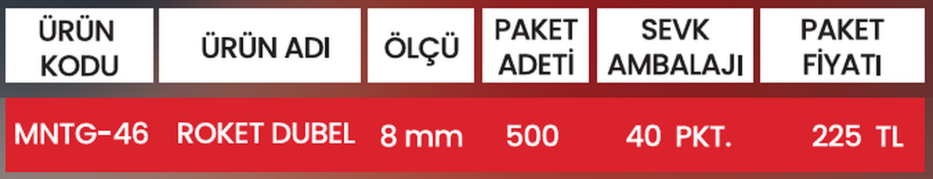 ROKET DUBEL MNTG-46 Detay
