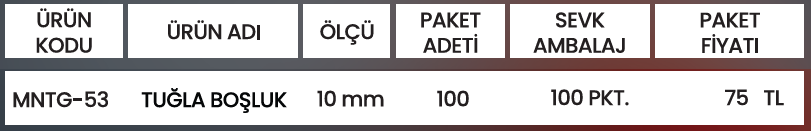 TUĞLA BOŞLUK MNTG-53 Detay